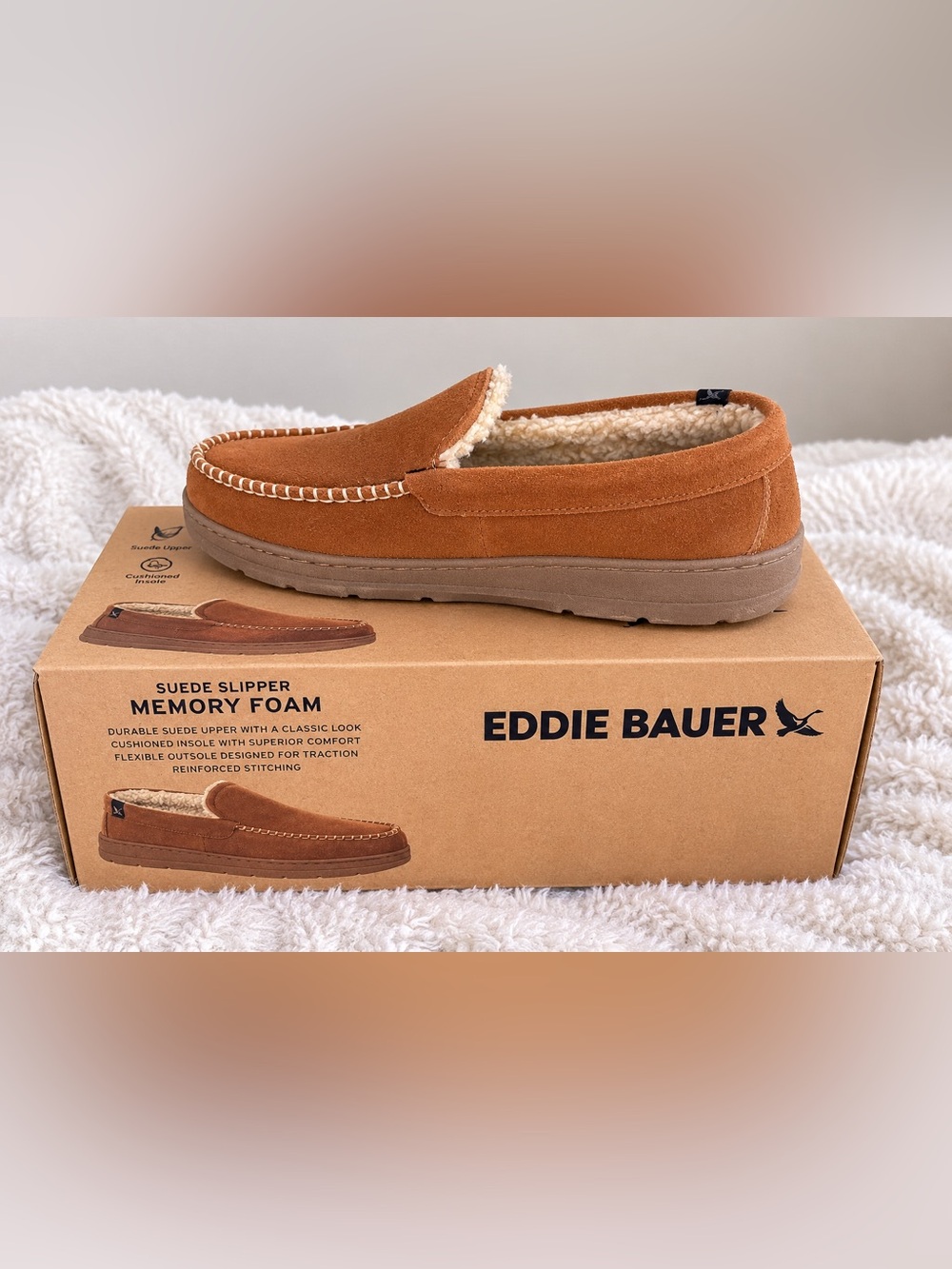 Eddie Bauer Chestnut Suede Slip-On Moccasins